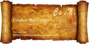 Csuha Nándor névjegykártya